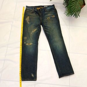 Aeropostale Men's Skinny Jean W/Distressing Dark Blue Size 34/32